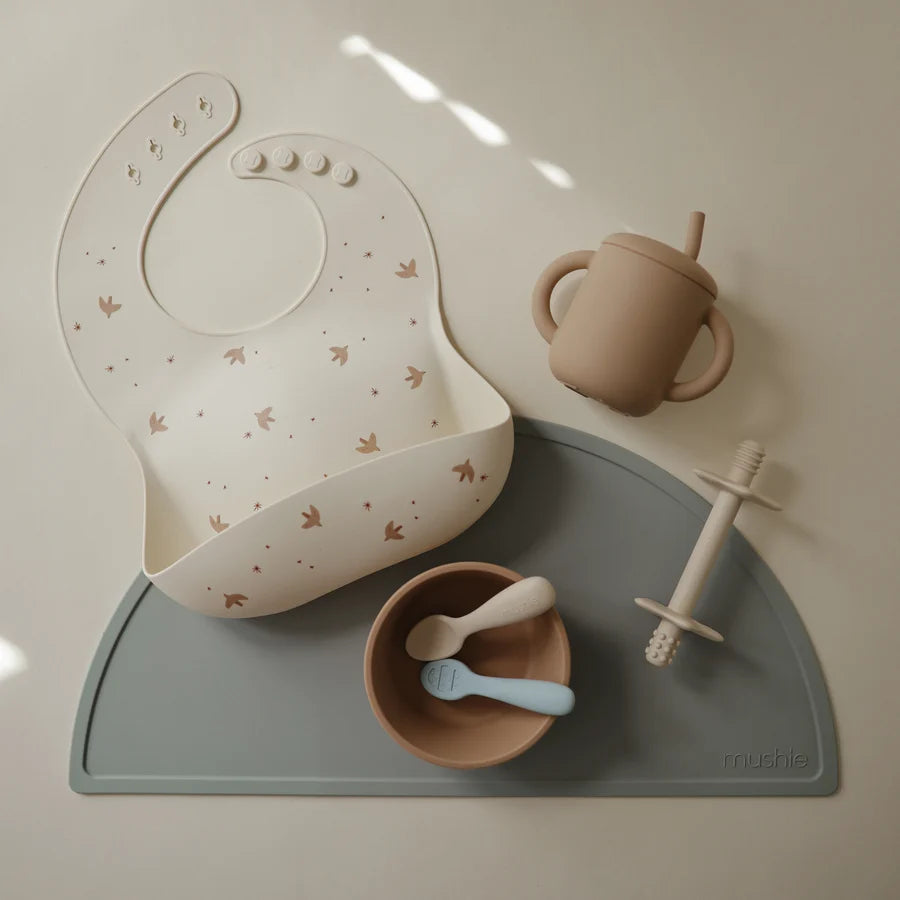 Mushie Silicone Baby Bib - Sparrow