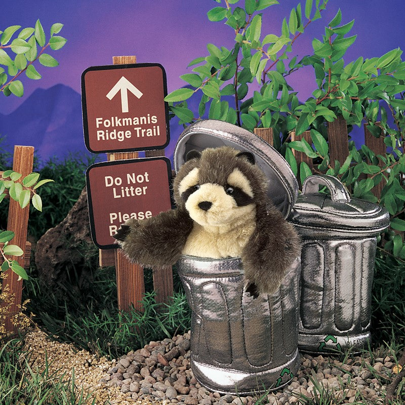 Hand Puppet - Raccoon in Garbage Can