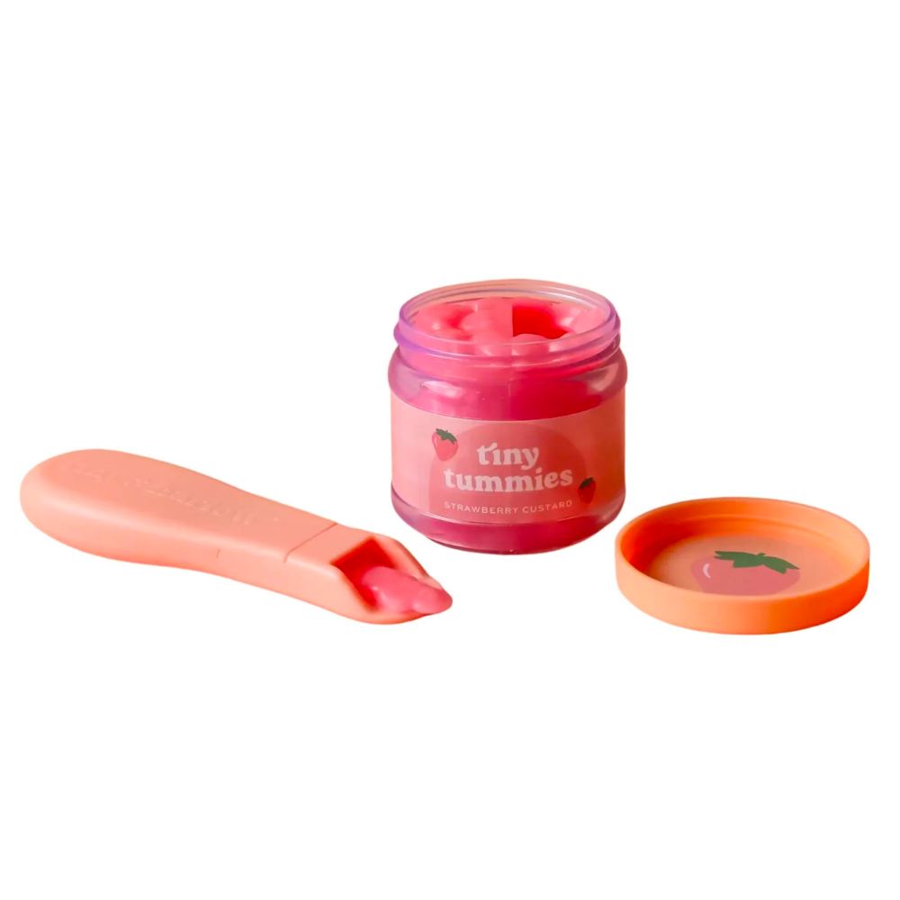 Tiny Tummies Strawberry Custard Food Jar and Spoon Set - Tiny Harlow