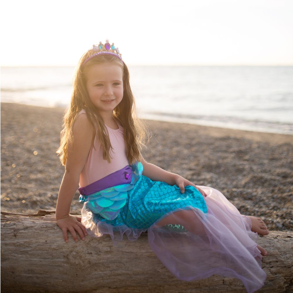 Mermaid Glimmer Skirt w/Tiara, Lilac/Blue, Size 5-6