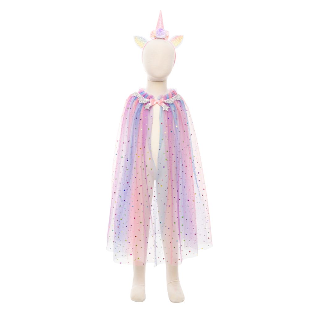 Rainbow Unicorn Cape & Headband, Multi, Size 4-6