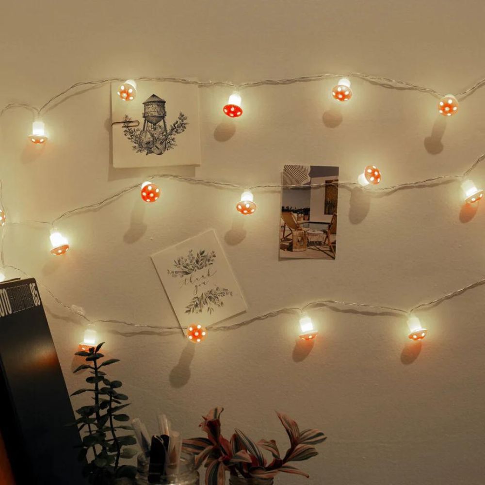 20 Mushroom LED String Lights