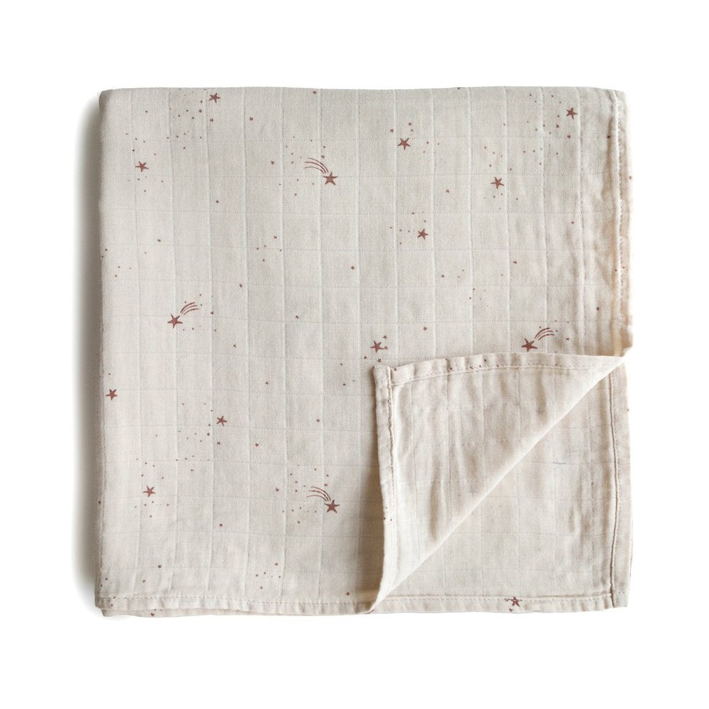 Mushie Organic Cotton Muslin Baby Swaddle - Falling Stars