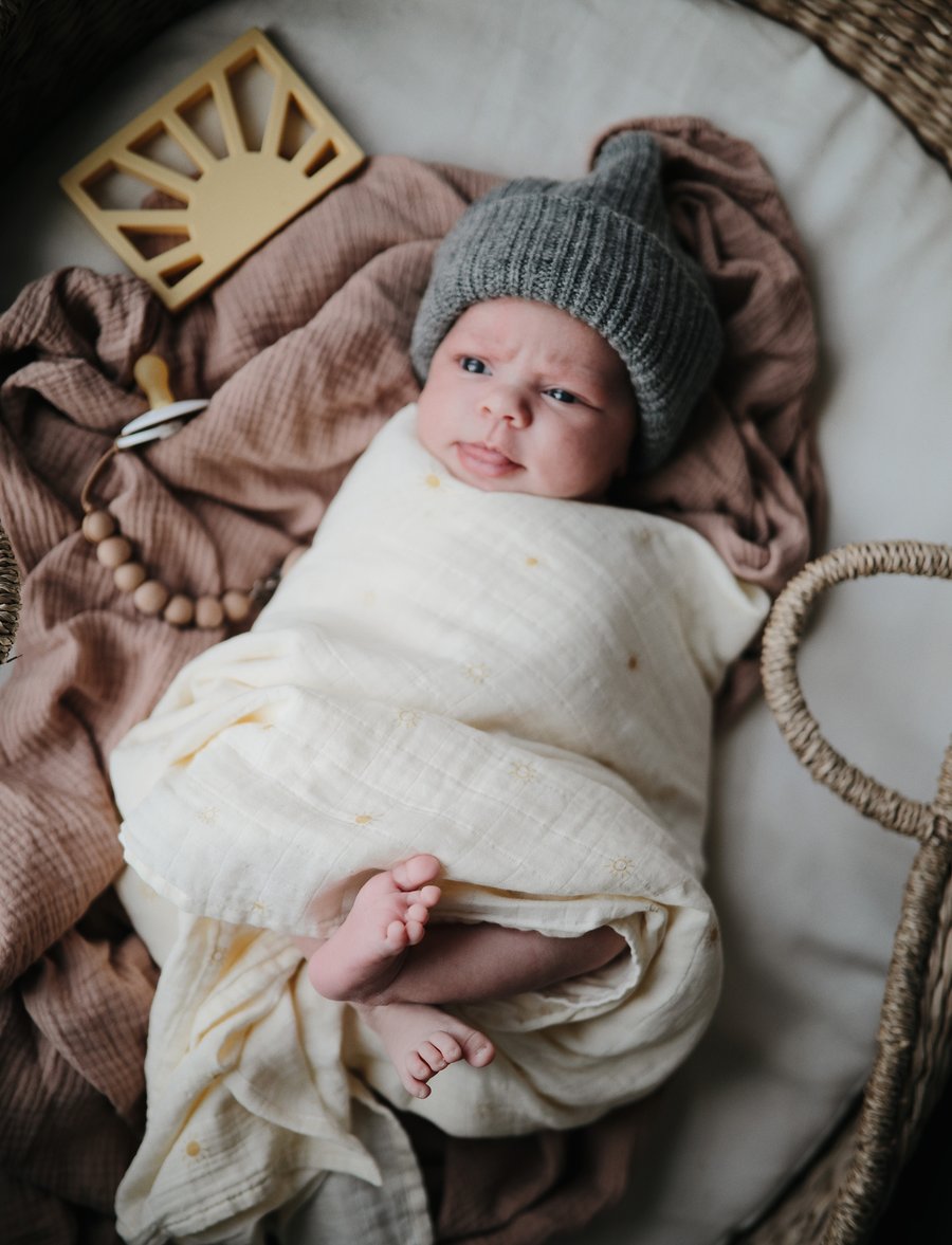 Mushie Organic Cotton Muslin Baby Swaddle - Sun