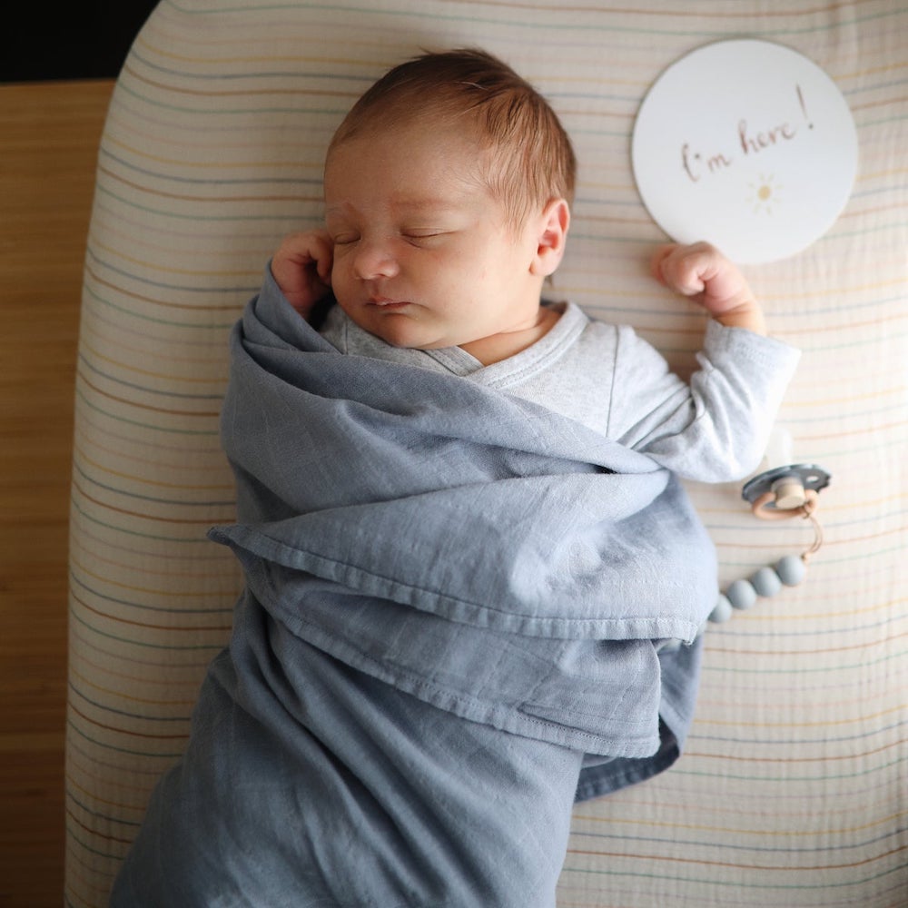 Mushie Organic Cotton Muslin Baby Swaddle - Tradewinds