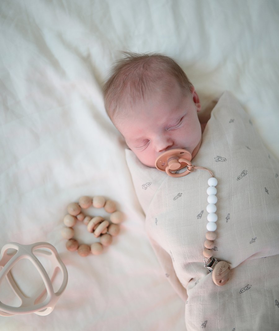 Mushie Organic Cotton Muslin Baby Swaddle - Rocket Ship