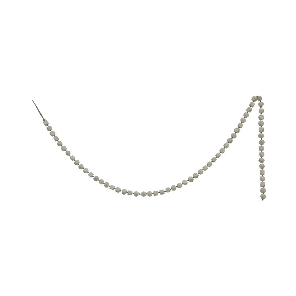 Creative Co-op 72L Wood Bead Garland - White