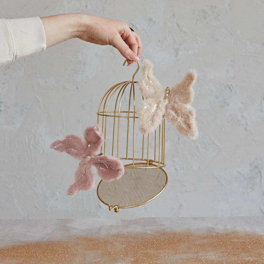 Faux Fur Butterfly Clip-on Ornament