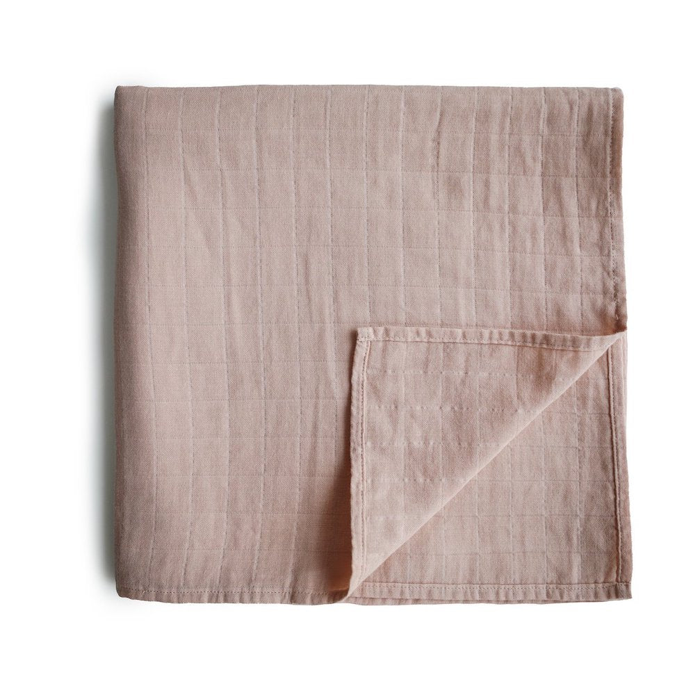 Mushie Organic Cotton Muslin Baby Swaddle - Blush