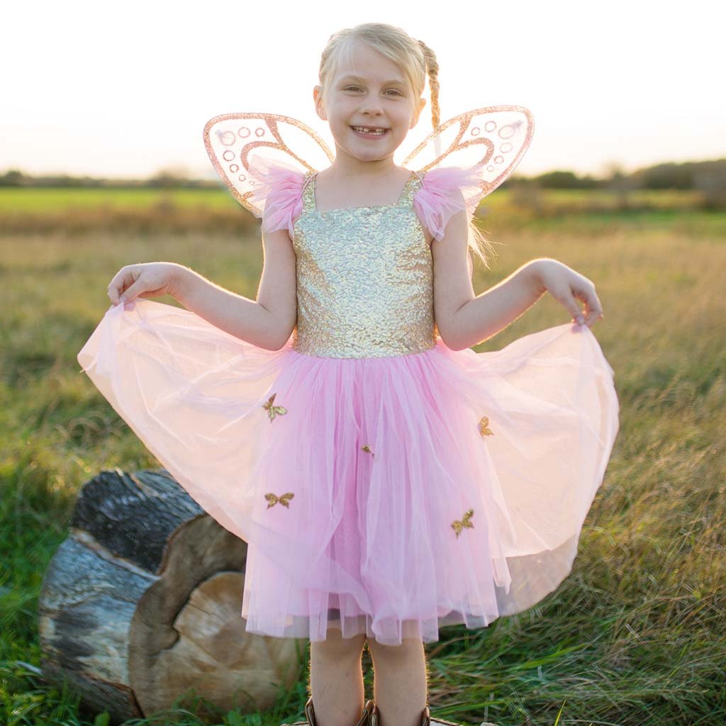 Gold Butterfly Dress w/ Wings, Size 5-7Y