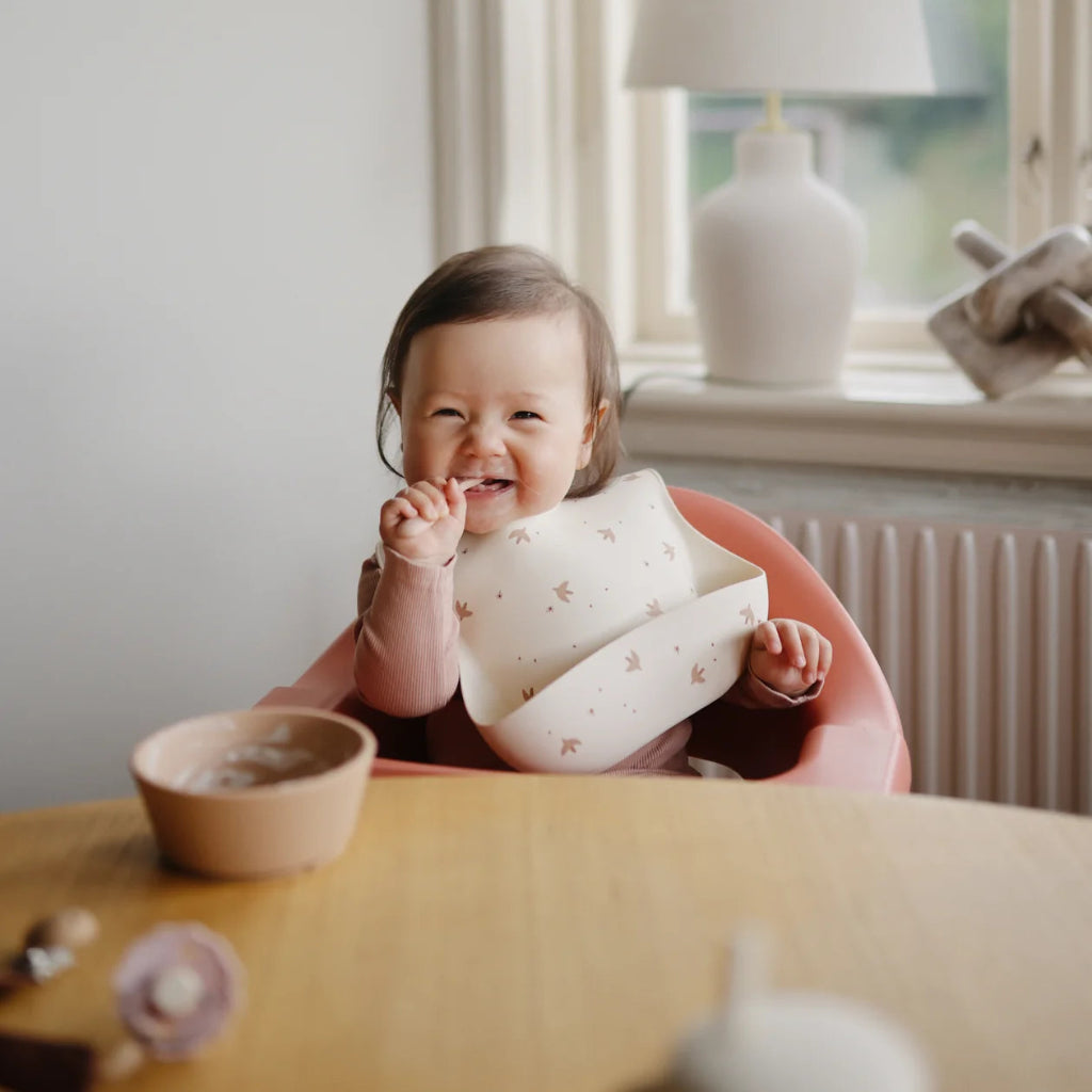 Mushie Silicone Baby Bib - Sparrow