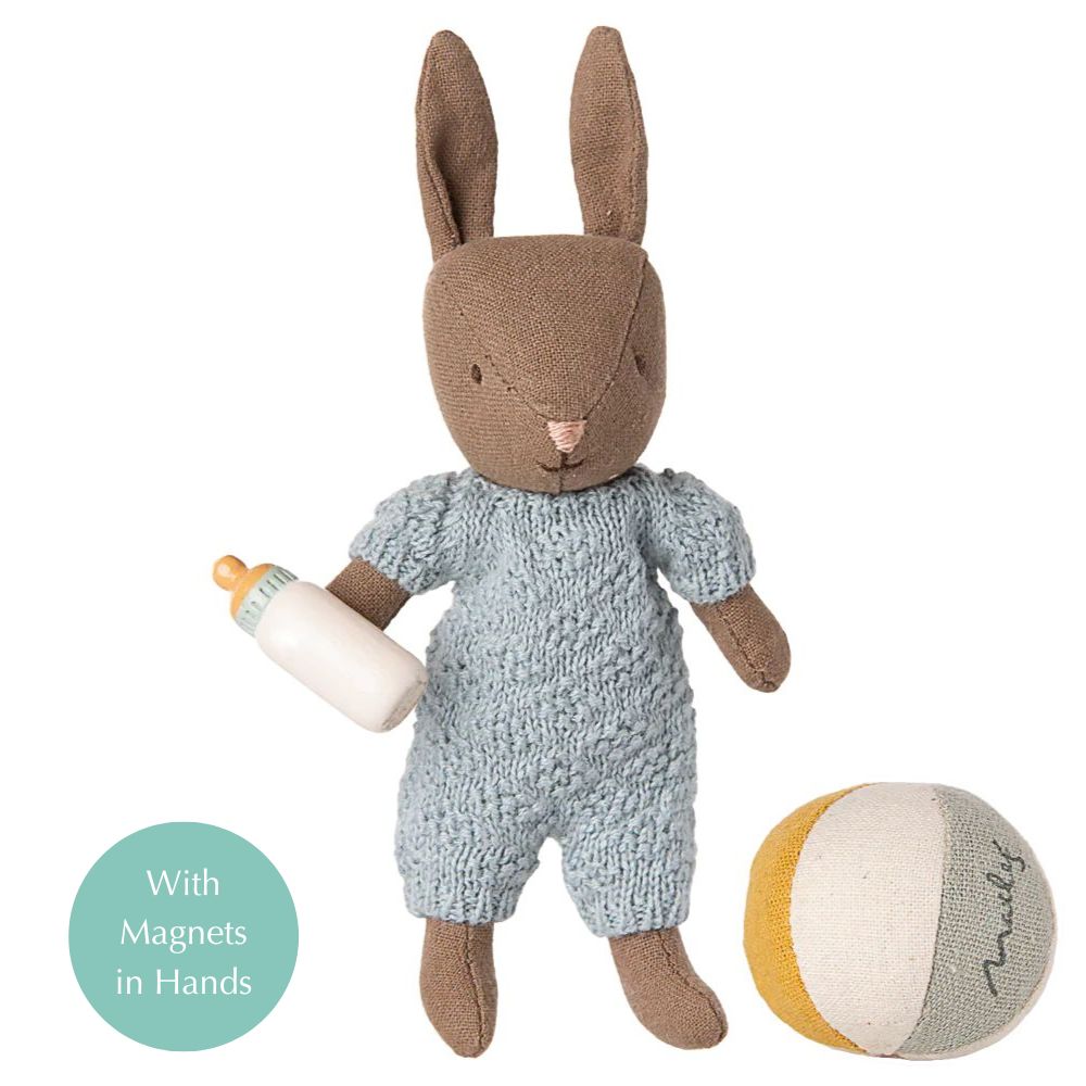 Maileg Rabbit Set, Micro - Brown - Blue