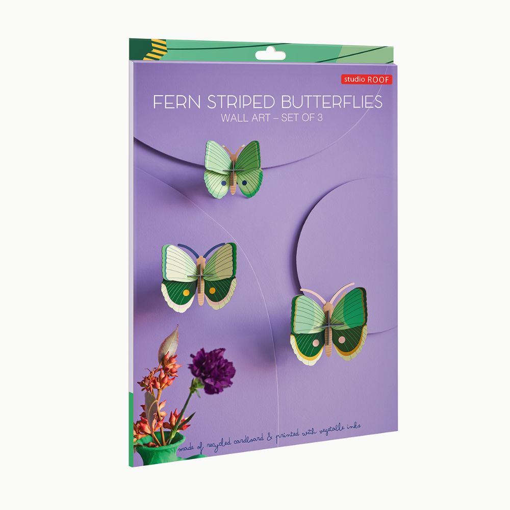 DIY 3D Wall Decoration - Fern Striped Butterflies, set of 3