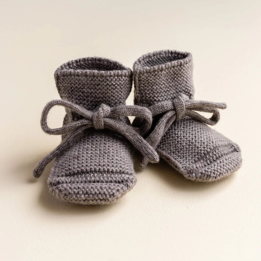 Hvid Merino Wool Booties Otter, 0-9m