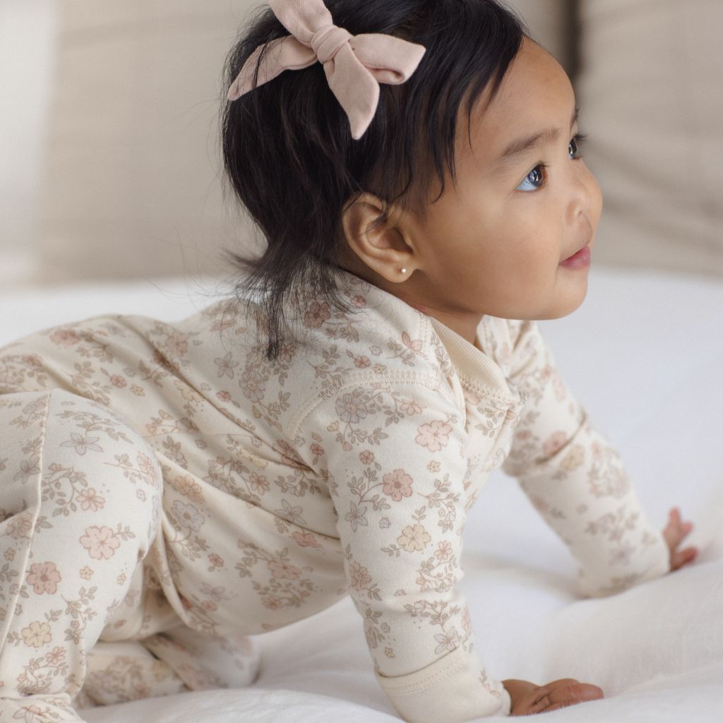 Quincy Mae Zip Long Sleeve Sleeper Footie Floral Vine