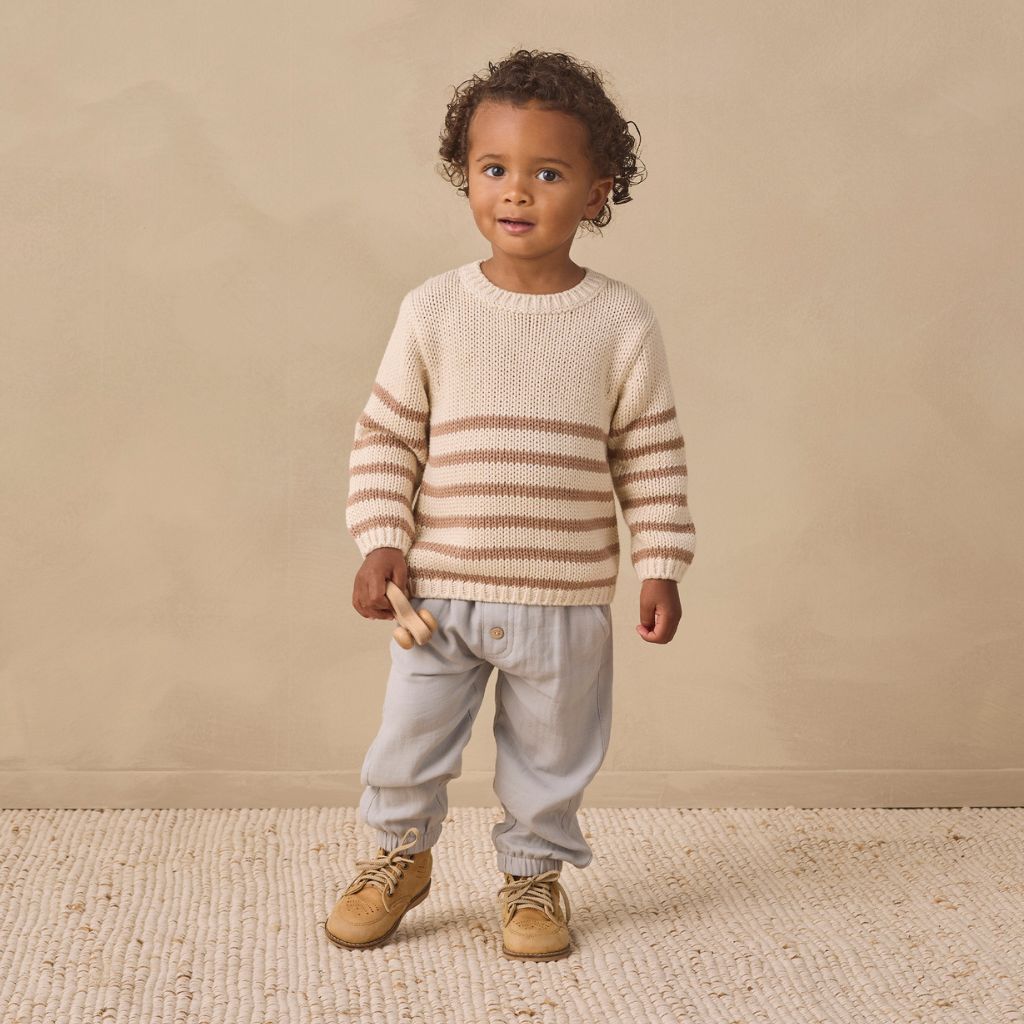 Quincy Mae Rex Sweater Almond Stripe