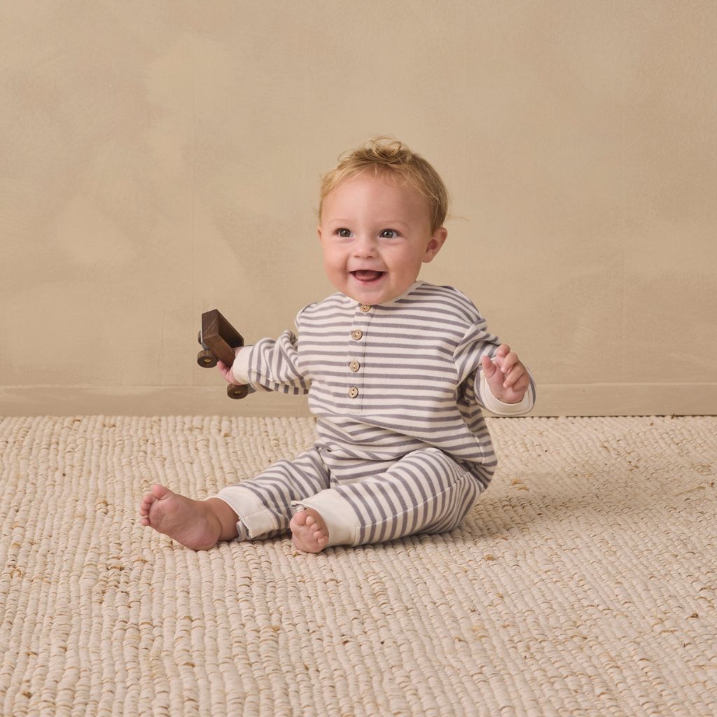 Quincy Mae Relaxed Jumpsuit Slate Stripe
