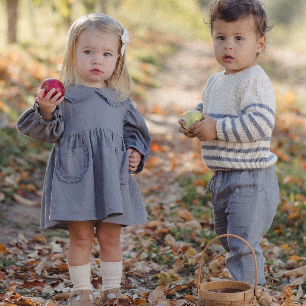 Quincy Mae Rex Sweater Slate Stripe