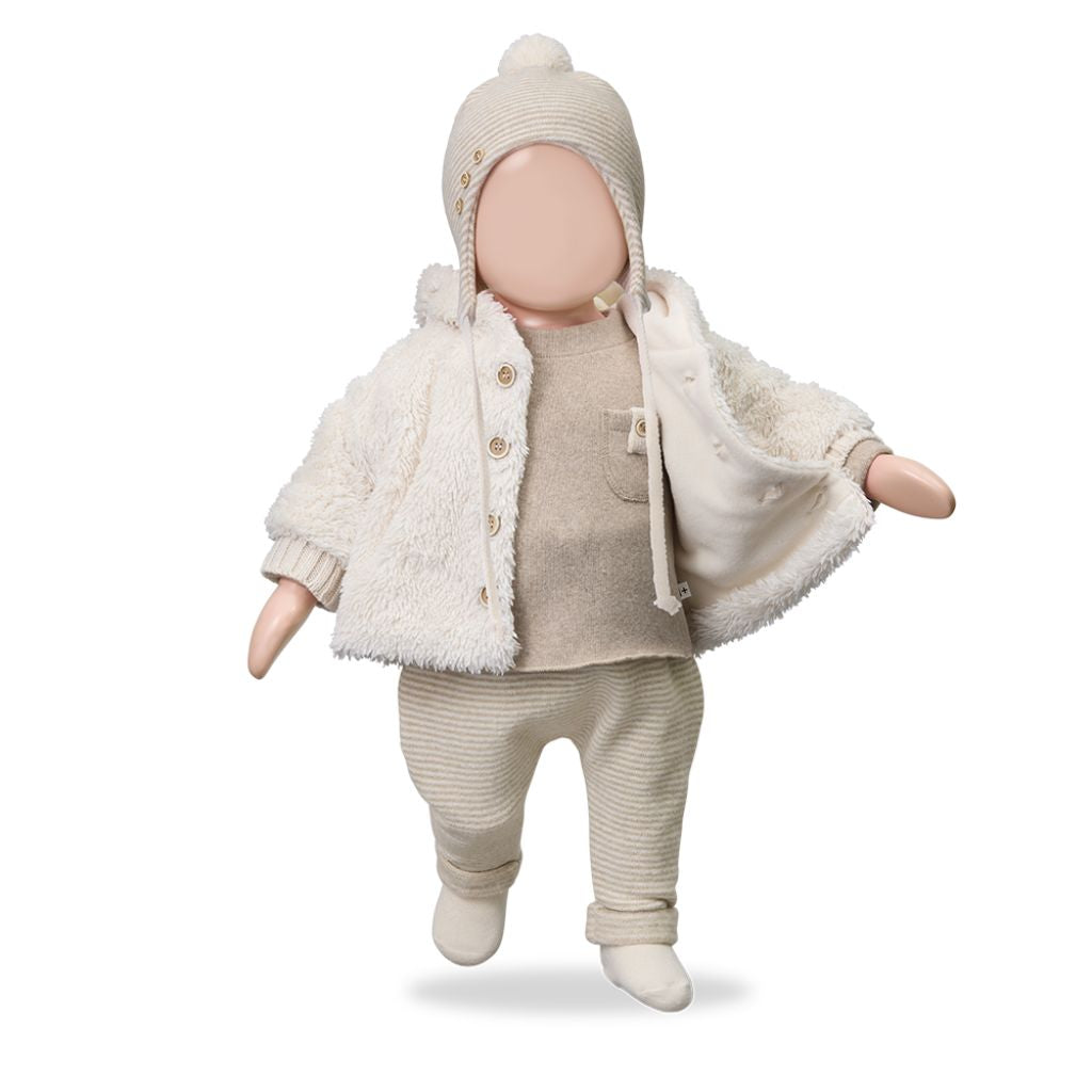 1 + in the Family BRANTES beige newborn top in soft plain fleece with a patch chest pocket