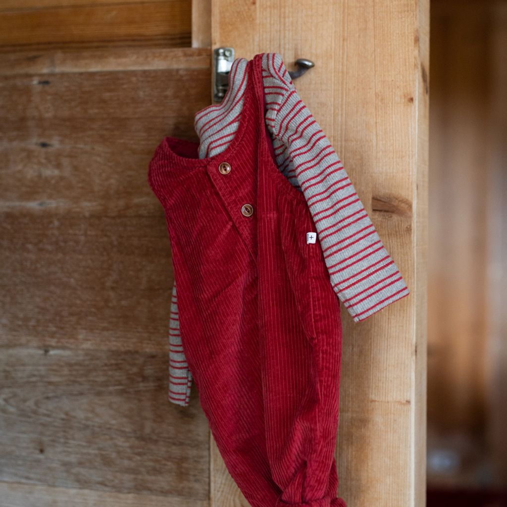 1 + in the Family SYLVAN burgundy striped baby turtleneck in rib jersey with fine stripes