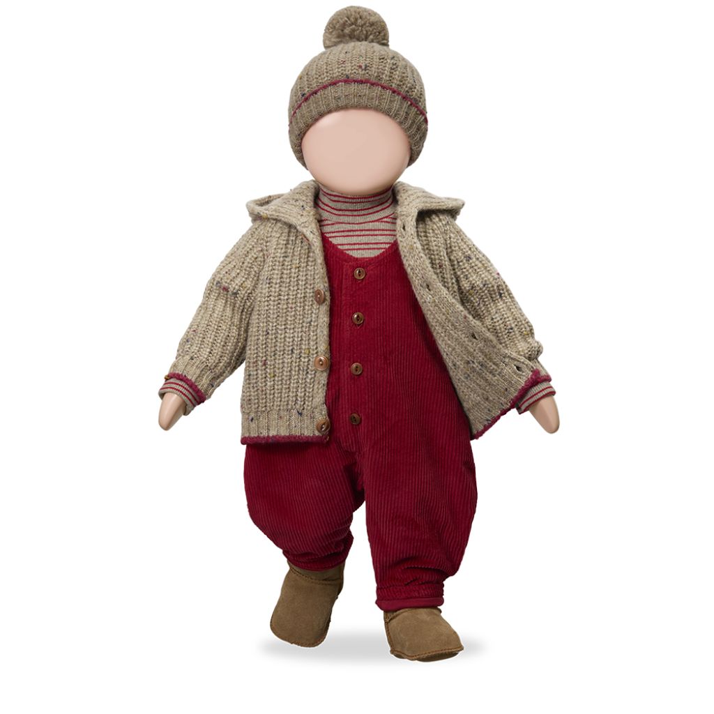 1 + in the Family YOHO burgundy baby corduroy overall, lined, with a button front