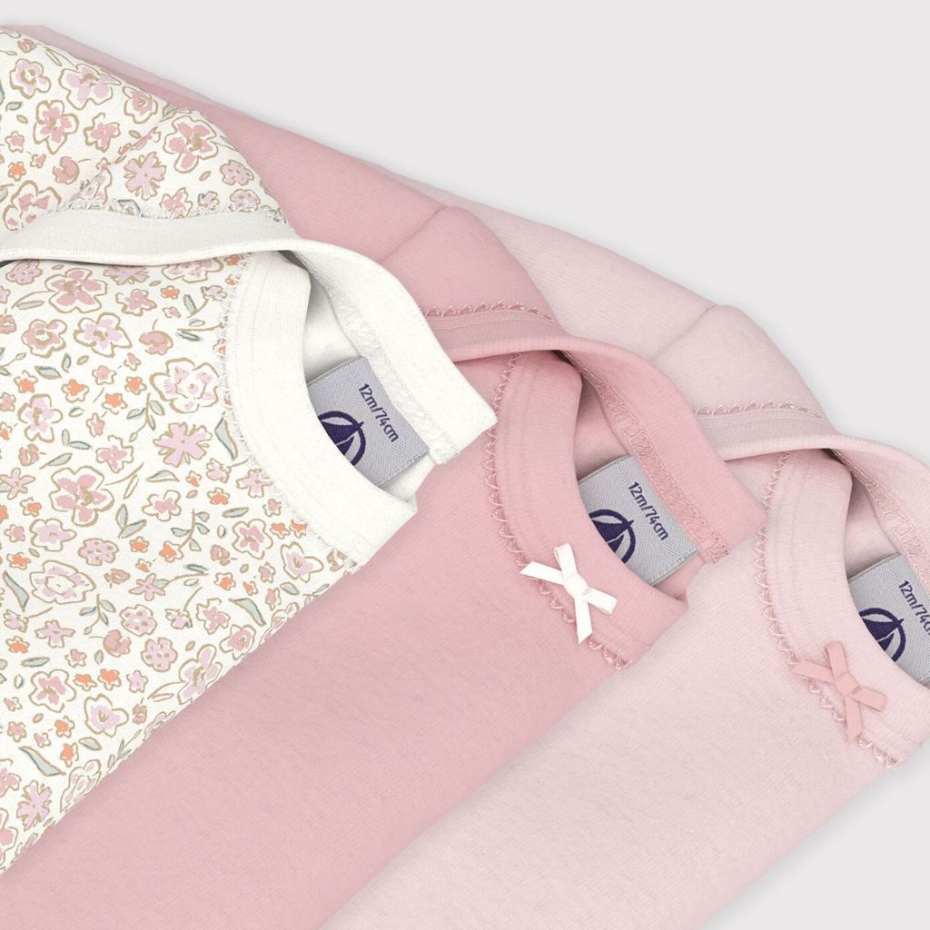 Petit Bateau LS Bodies 3pcs Rose / Tiny Flowers