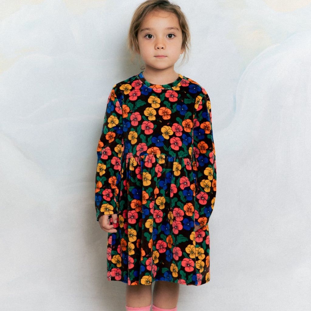 Mini Rodini Violas AOP Velour Dress