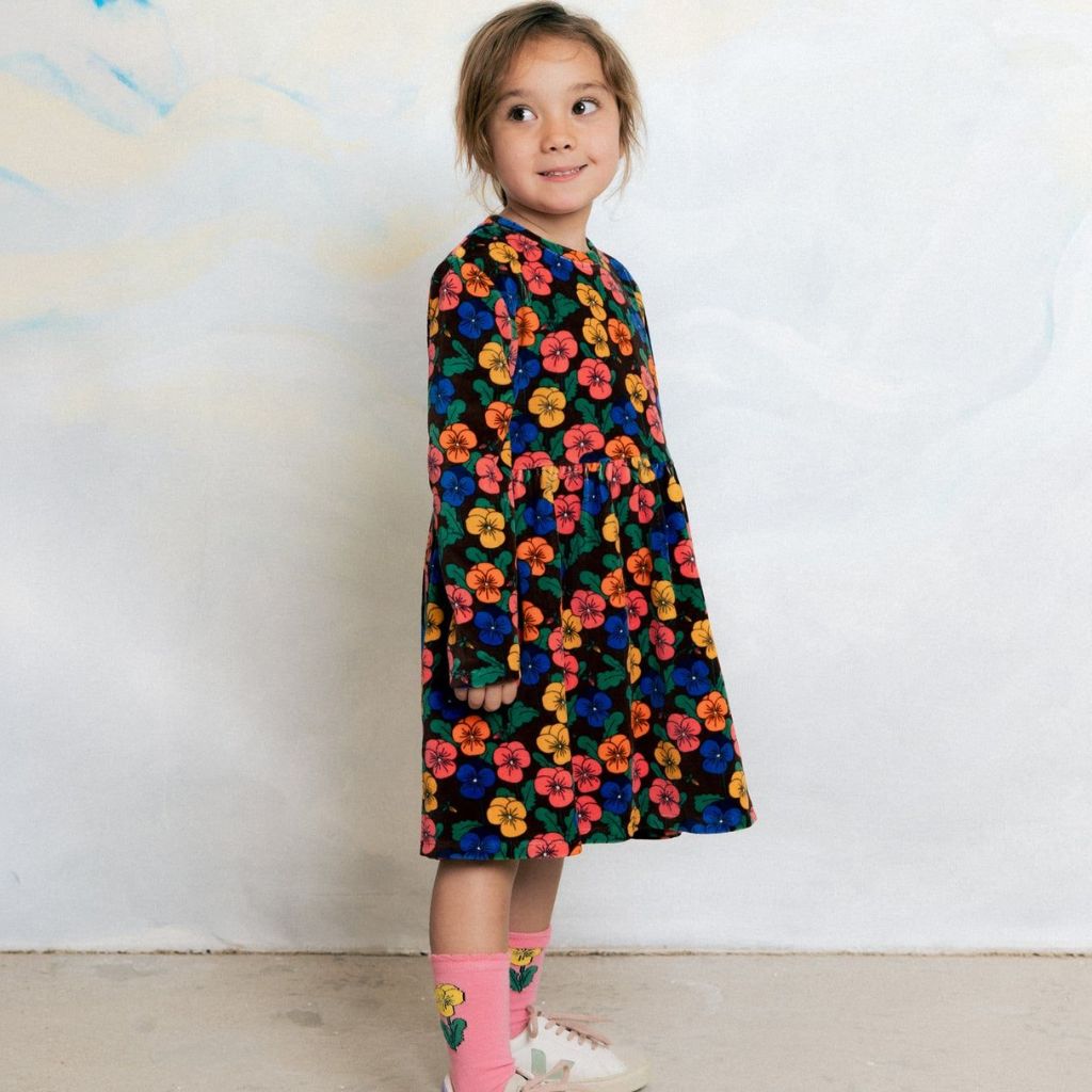 Mini Rodini Violas AOP Velour Dress