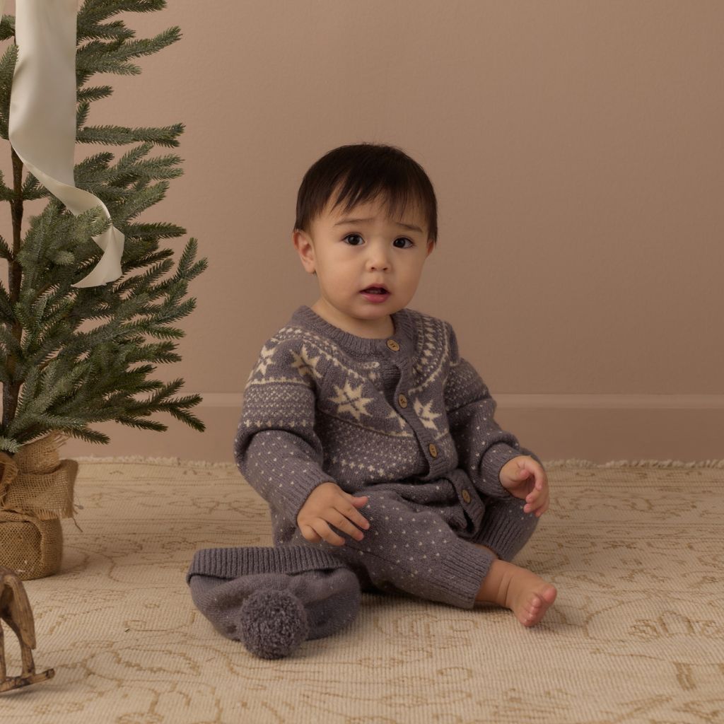 Rylee + Cru Fair Isle Romper Slate
