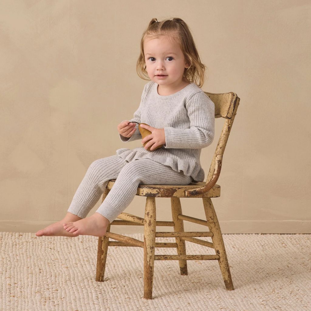 Quincy Mae Rib Knit Legging Heathered Fog