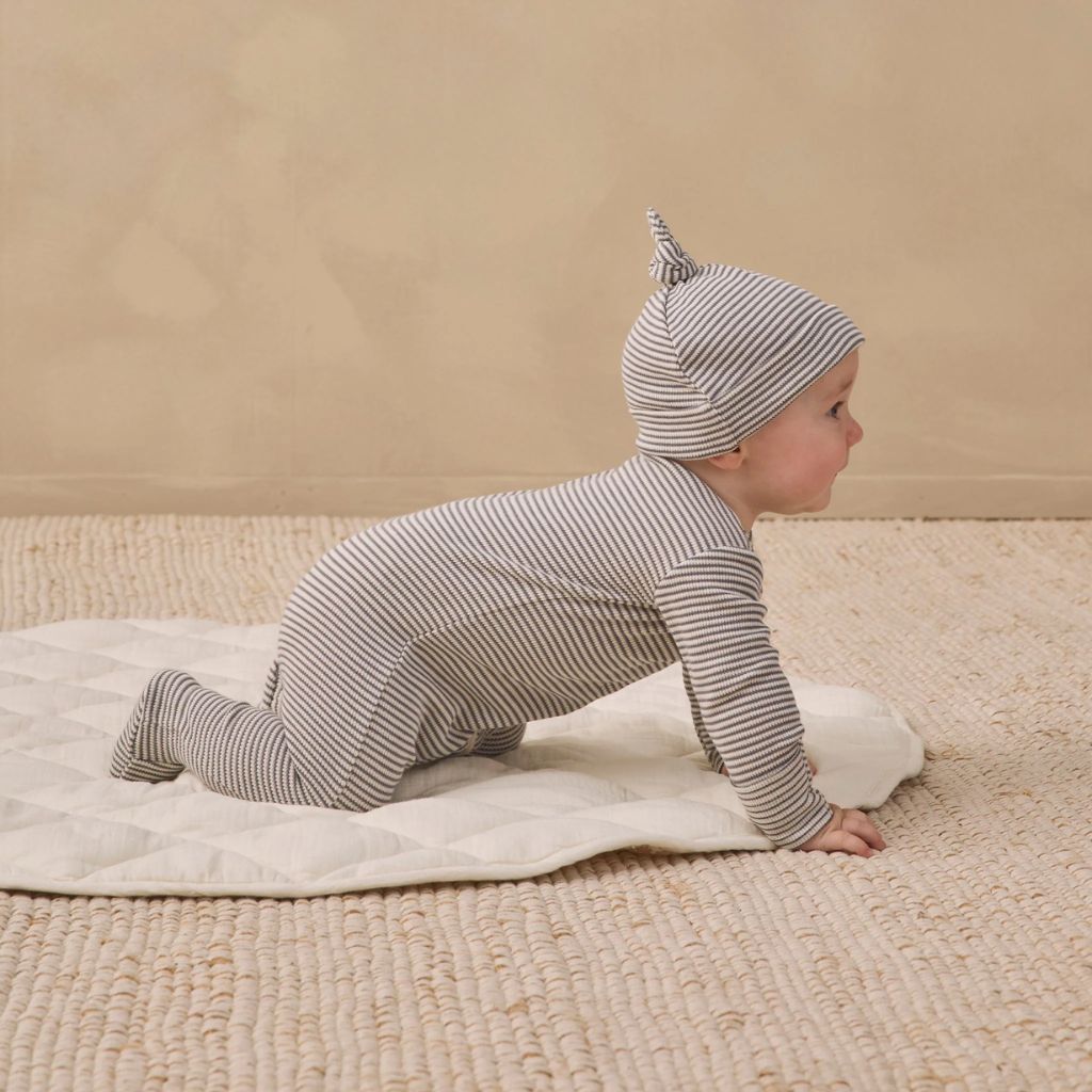 Quincy Mae Waffle Sleep Set Midnight Microstripe