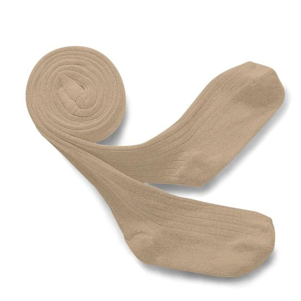 Collegien Louise Plain Ribbed Tights Petite Taupe