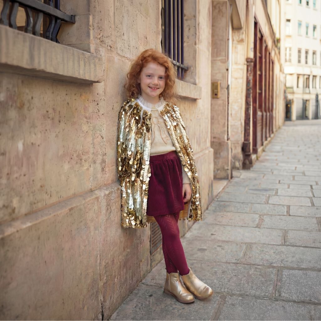 The 5th Avenue Pailette Cape, Gold, Size 4-6