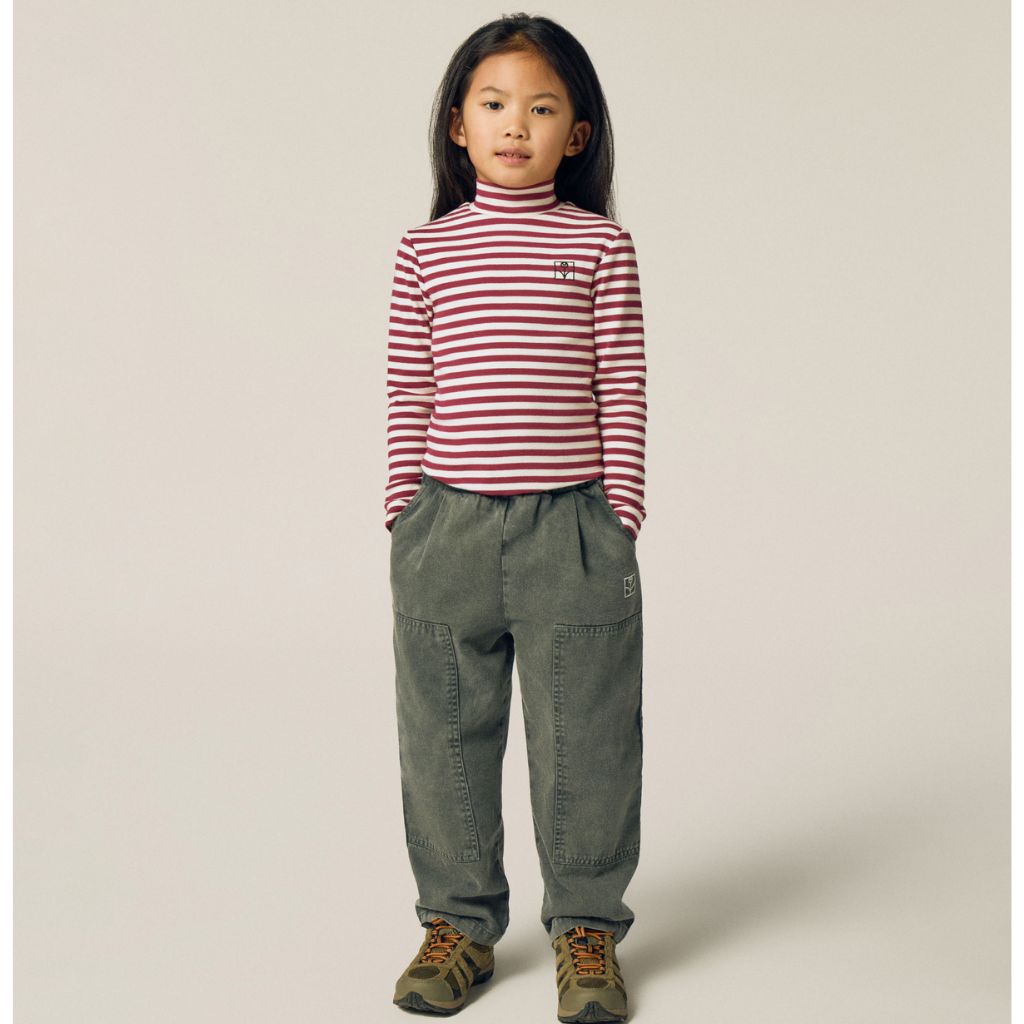 The Campamento Burgundy Stripes Turtle Neck Tshirt