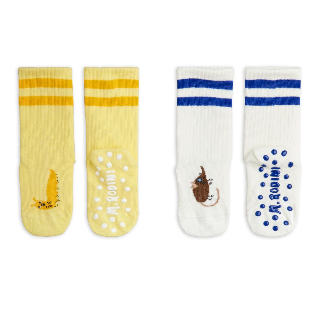 Mini Rodini Velvet Worm 2-Pack Anti-Slip Socks