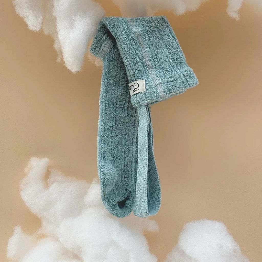 Silly Silas Granny Teddy Footed Cotton Tights Misty Blue