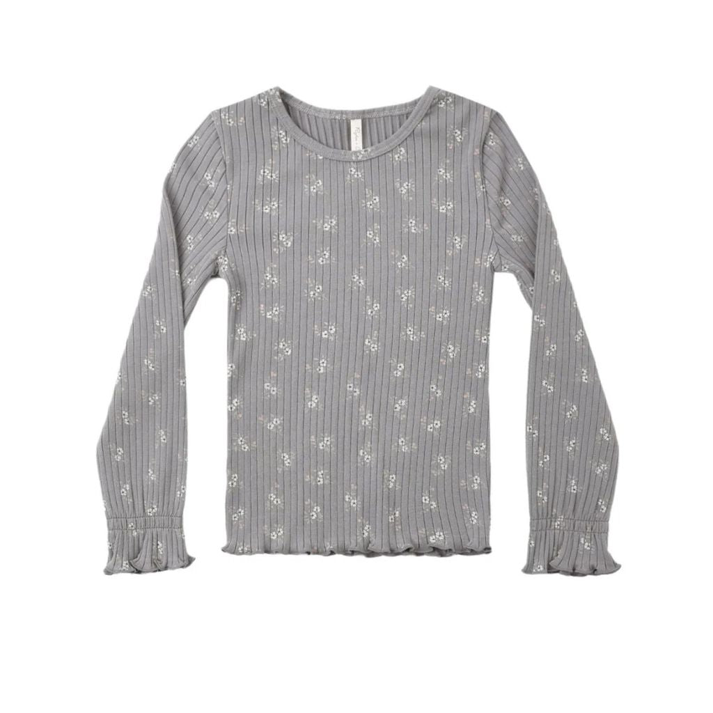 Rylee + Cru Ribbed Long Sleeve Top Slate Bloom