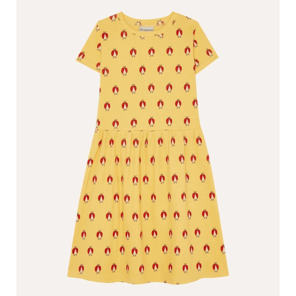 The Campamento Ladybug Allover Yellow Dress