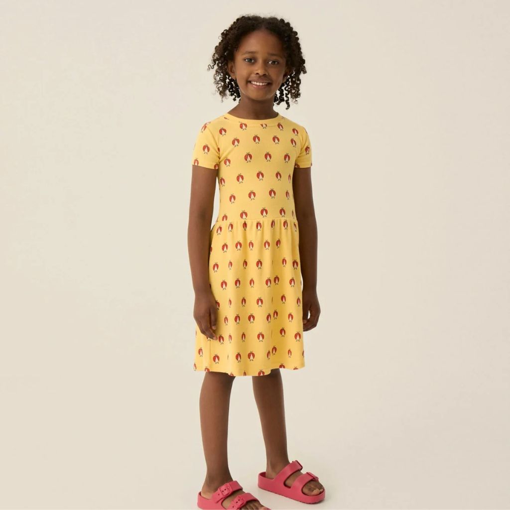 The Campamento Ladybug Allover Yellow Dress