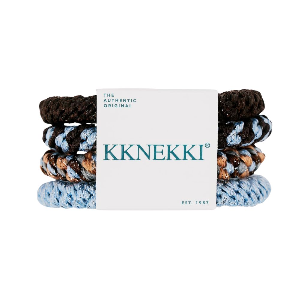 Kknekki Original Hair Tie Bundle 4 pcs - Midnightplum Glitter, Dusty Blue Glitter