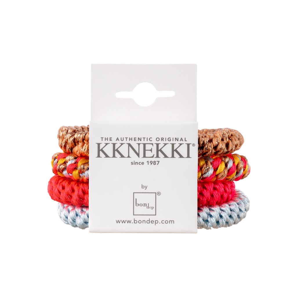 Kknekki Original Hair Tie Bundle 4 pcs - Baby Blue, Neon Pink
