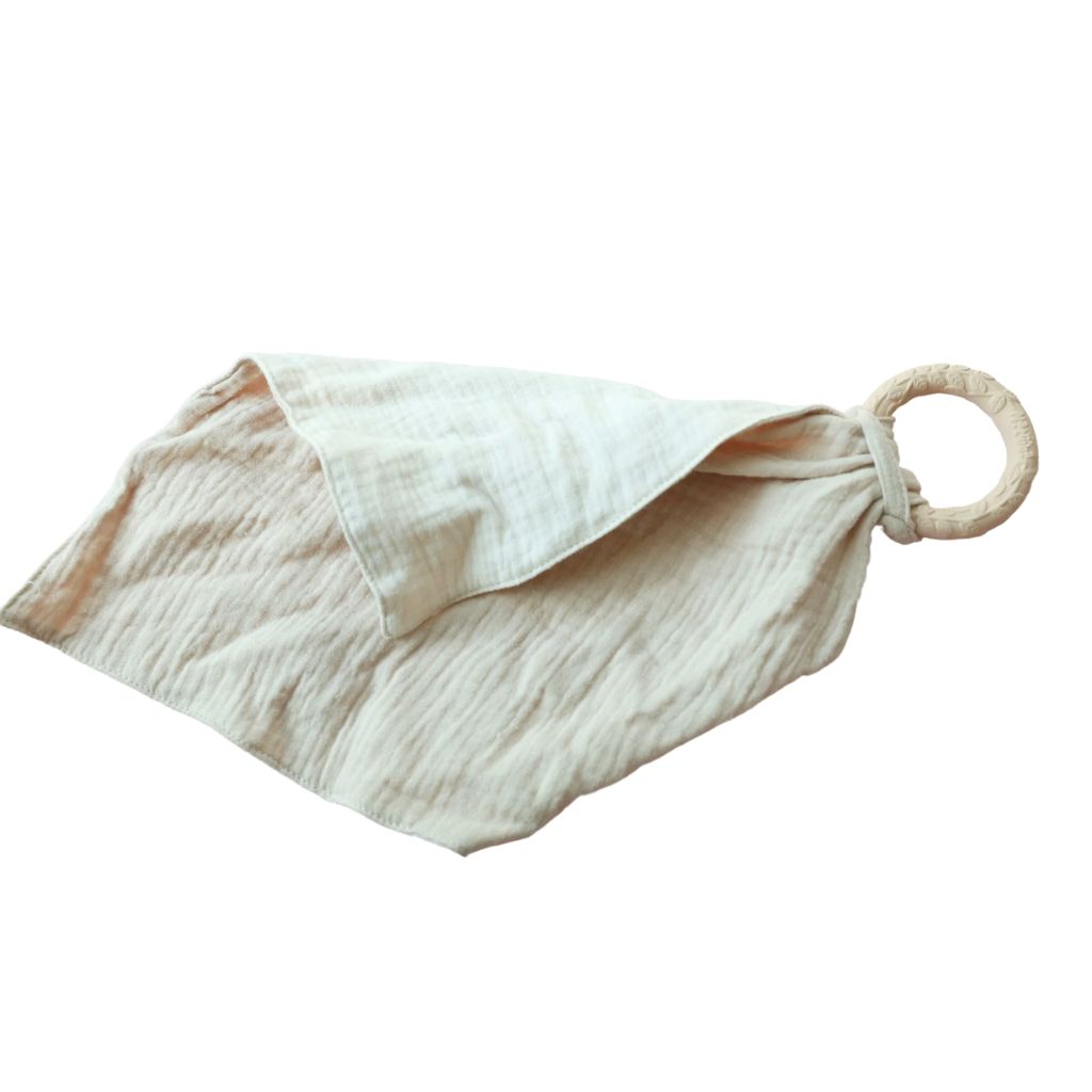 Natruba Organic Muslin Comforter with Leaf Ring- Cream
