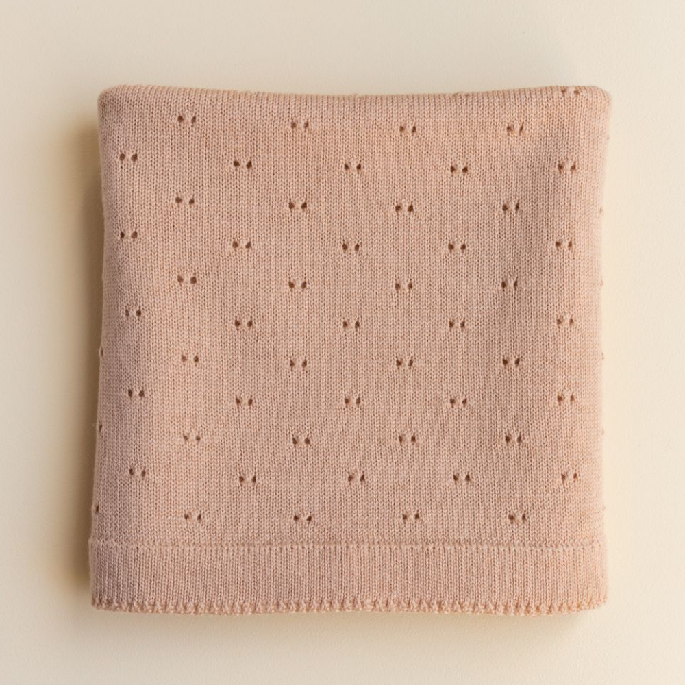 Hvid Merino Wool Blanket Bibi Apricot