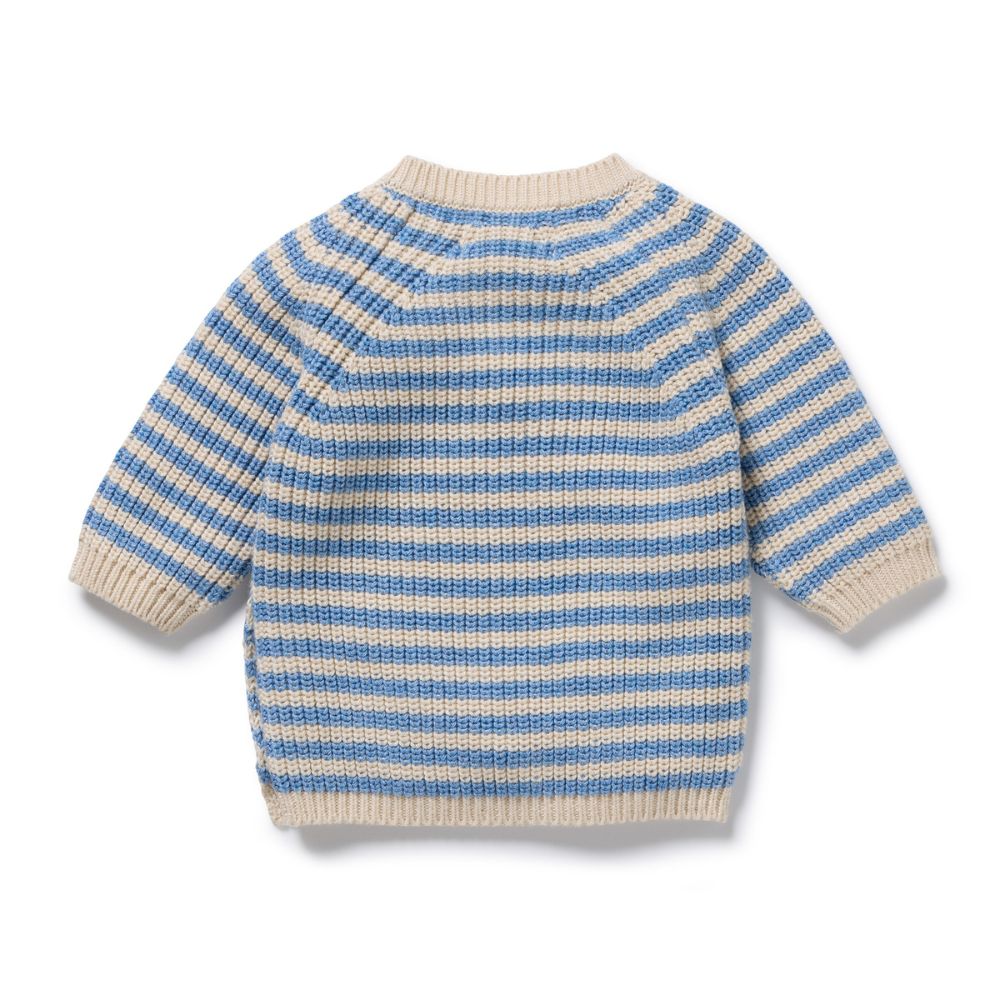 Wilson & Frenchy Frosted Blue Organic Knitted Stripe Kimono Cardigan