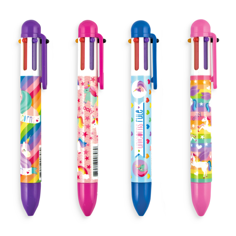 6 Click Multicolour Pens - Unique Unicorns