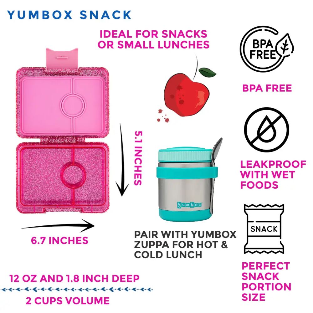 Yumbox Snack Size 3 Compartment Glitter - Princess Purple