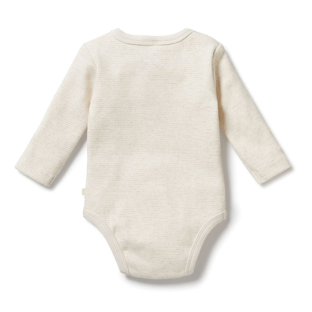 Wilson & Frenchy Organic Stripe Rib Long Sleeved Bodysuit Oatmeal