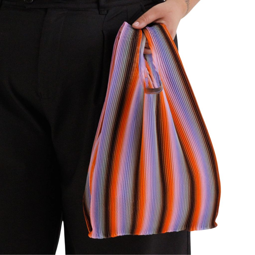 Pleated BAGGU - Gradient Stripe Poppy & Lilac