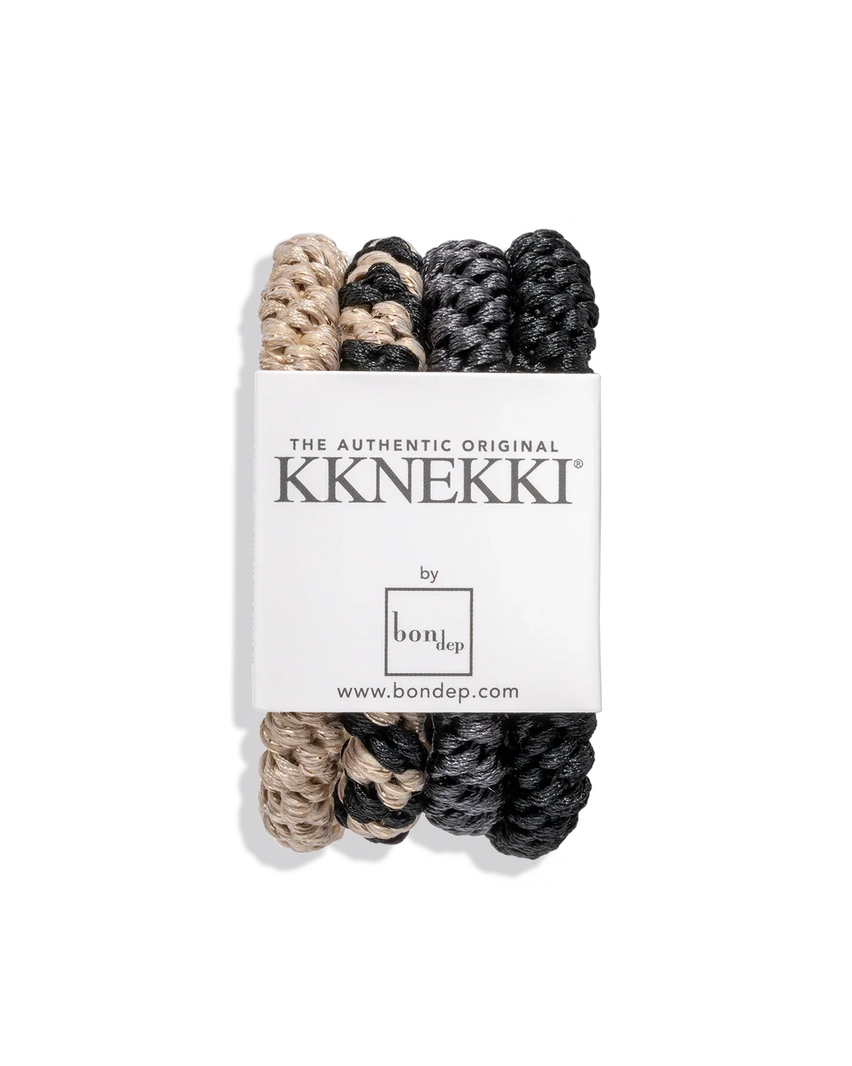 Kknekki Original Hair Tie Bundle 4 pcs - Black, Beige Glitter