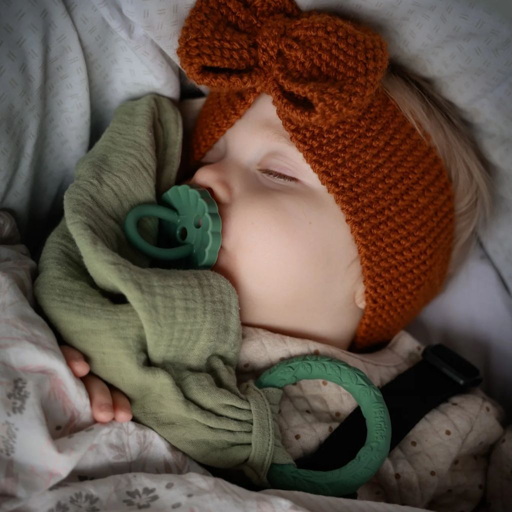 Natruba Organic Muslin Comforter with Leaf Ring-Green